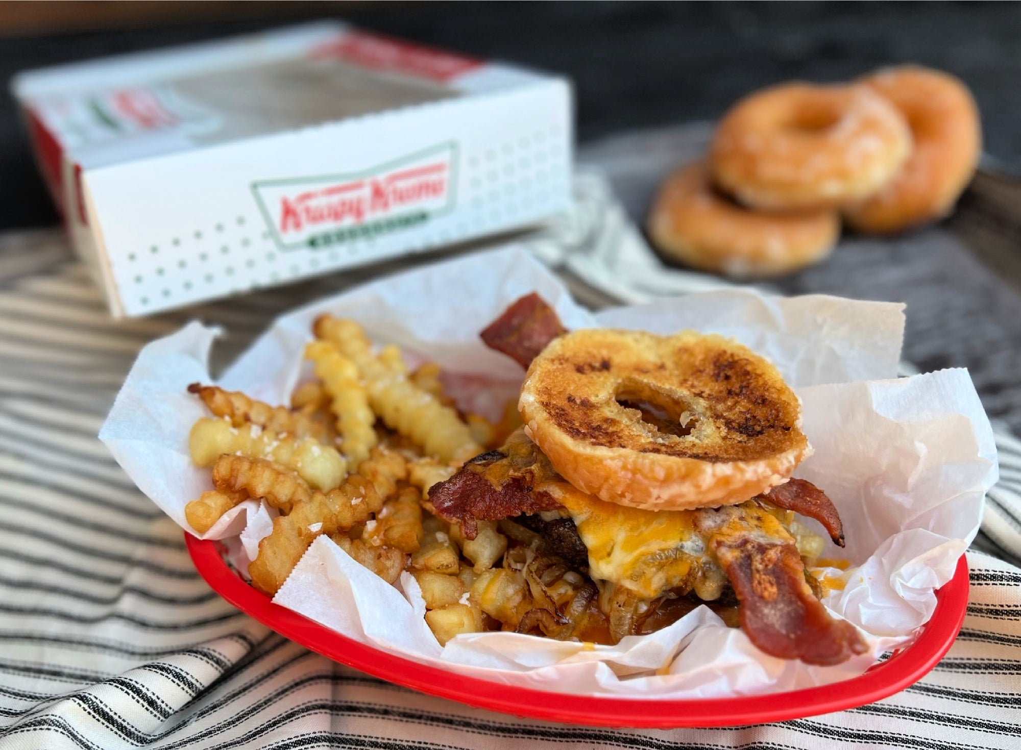 Krispy Kreme HAM Burger with Caramelized Onions